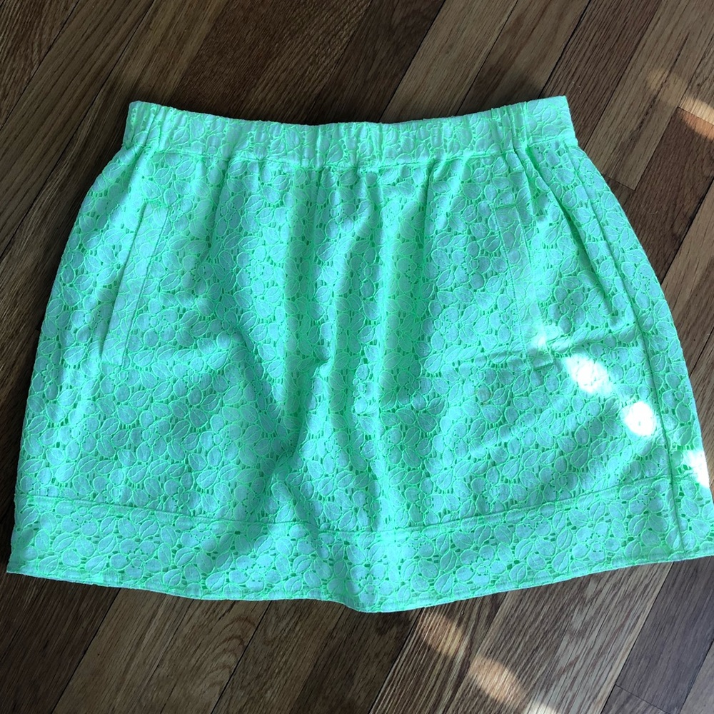 Size M J Crew lime green eyelet lace skirt